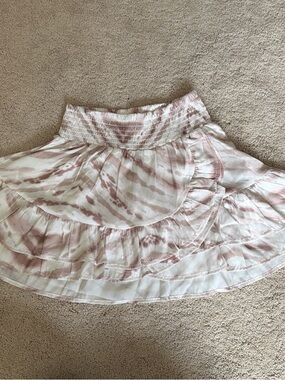 Smocked Waist Pink Tie-Dye Tiered Mini Skirt